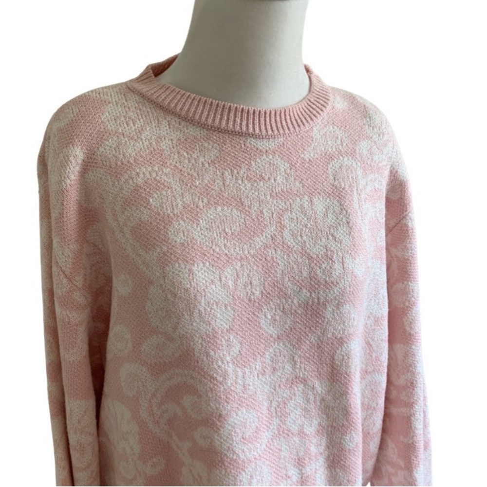 Vintage 1980’s Alfred Dunner 2 Piece Set Powder Pink Floral Sweater - Picture 6 of 16